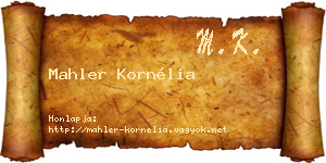 Mahler Kornélia névjegykártya